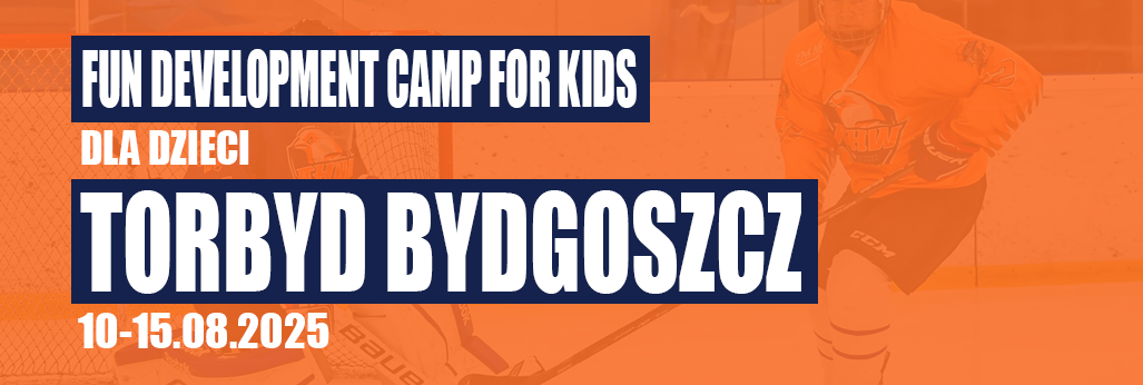 10-15.08.2025 Fun Development Camp for Kids Obóz dla dzieci mający na celu rozwój umiejętności hokejowych takich jak gra na małej przestrzeni, gra 1×1, gra 3×3, nauka podań długich i krótkich w jeździe, doskonalenie techniki jazdy krążkiem oczywiście cały czas dobrze się bawiąc